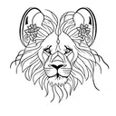 lion with a lamb with flowers  tattoo design idea