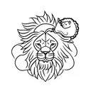 lion with a lamb with flowers  tattoo design idea