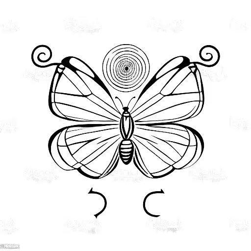 A minimalist tattoo of a butterfly with the pattern of a film strip on its wings tattoo design idea
