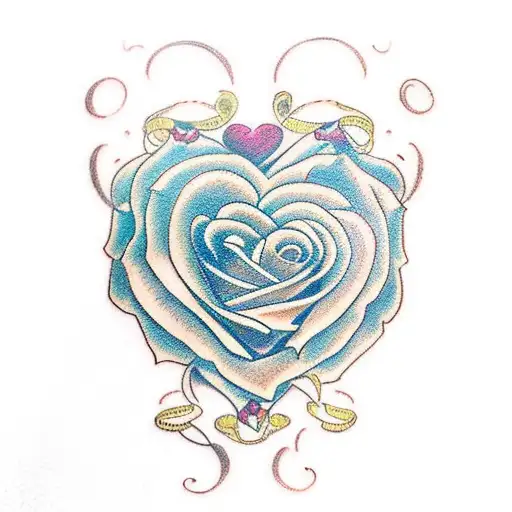 An elegant tattoo of a vintage love letter with 'Steven' and 'Kayla' written in calligraphy, adorned with realistic roses and lace details tattoo design idea