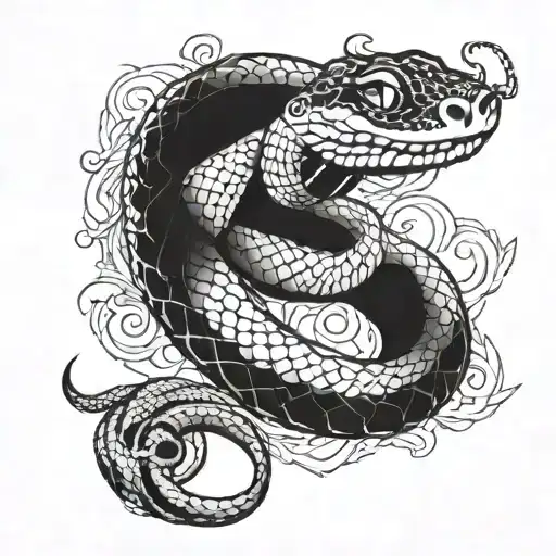 A glamorous snake wrapped around a luxury boyfriend symbol tattoo design idea
