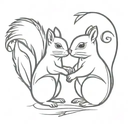 2 squirrels (mother and daughter squirrel) tattoo design idea