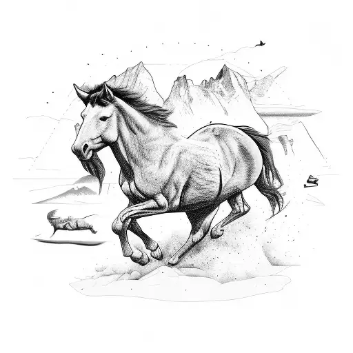 Wyoming bucking horse combined with colorado state flag tattoo design idea