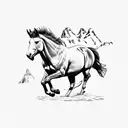 Wyoming bucking horse combined with colorado state flag tattoo design idea