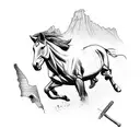 Wyoming bucking horse combined with colorado state flag tattoo design idea
