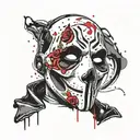 ghostface from scream mask with roses tattoo design idea