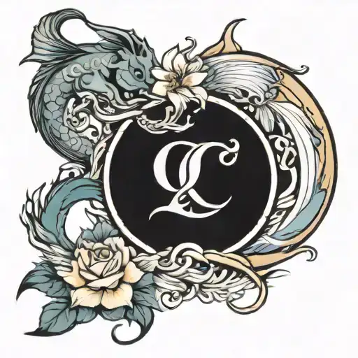 pisces and capricorn  tattoo design idea