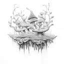 fungus with root system  tattoo design idea