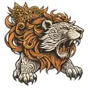 lion and crown tattoo design idea