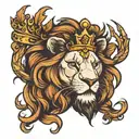lion and crown tattoo design idea