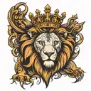 lion and crown tattoo design idea