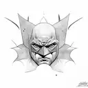 Batman con rosas, lunas y bates de beisball tattoo design idea