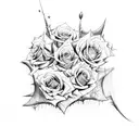 Batman con rosas, lunas y bates de beisball tattoo design idea