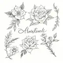 I would like suggestions for minimalist tattoos with the names of my daughters Malu and Bia tattoo design idea
