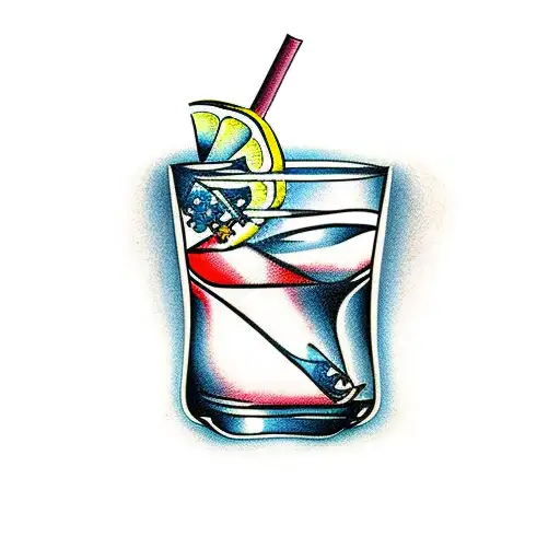 Artistic representation of a cocktail being poured into a shaker glass tattoo design idea