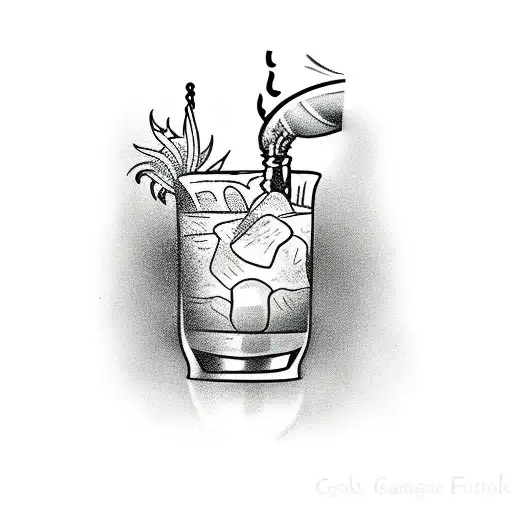 Artistic representation of a cocktail being poured into a shaker glass tattoo design idea