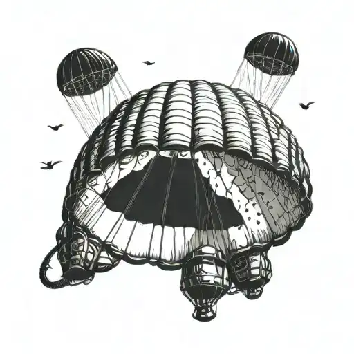 military parachute of a paratrooper with the number 38 tattoo design idea