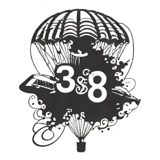 military parachute of a paratrooper with the number 38 tattoo design idea