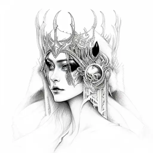 hel queen of the underworld  tattoo design idea