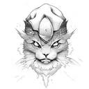 A chef's knife with anime-inspired engravings tattoo design idea