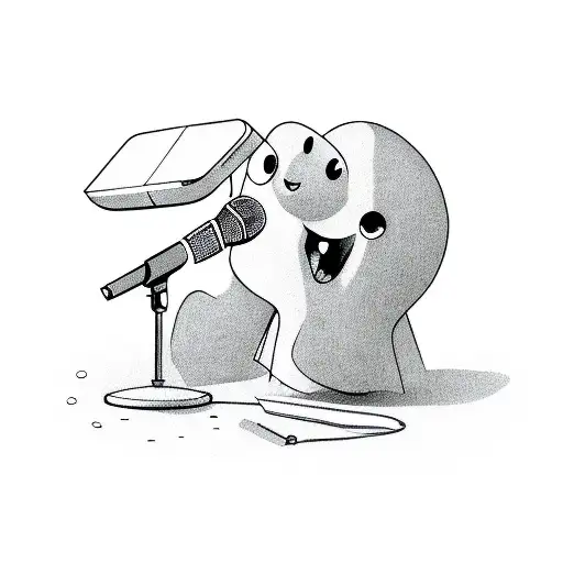 cartoon ghost singing in microphone tattoo design idea