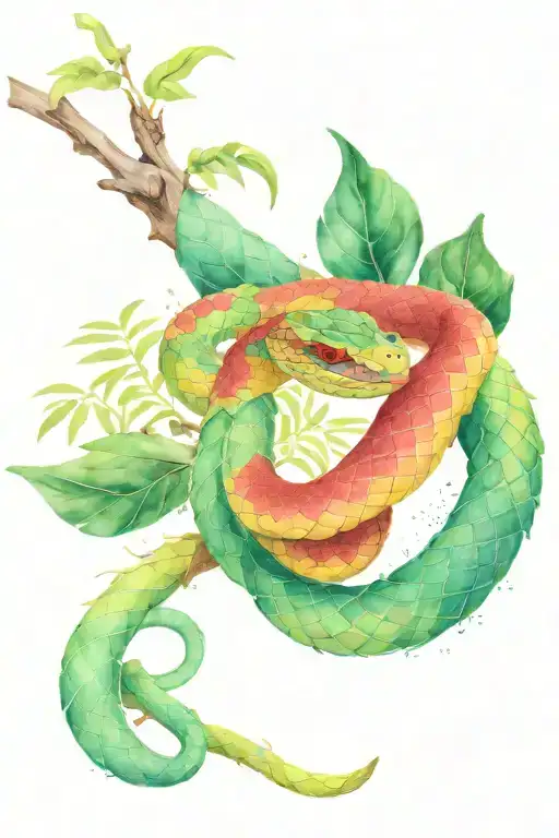 Bush viper wrapping tattoo design idea