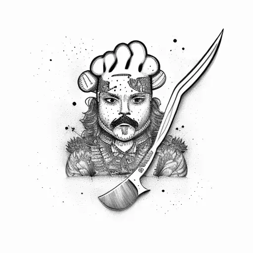 chef knife, htown inspired tattoo design idea