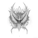 Phoenix broken chains tattoo design idea