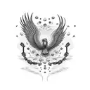 Phoenix broken chains tattoo design idea