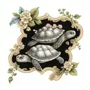 turtles with flowers the clouds forming the shape tattoo design idea