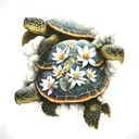 turtles with flowers the clouds forming the shape tattoo design idea