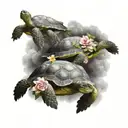 turtles with flowers the clouds forming the shape tattoo design idea
