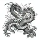 dragon with number 8 dancing friends tattoo design idea