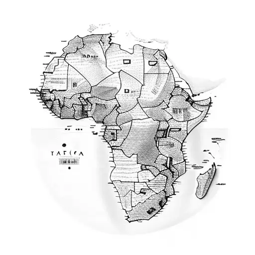 Africa map with shading tattoo design idea