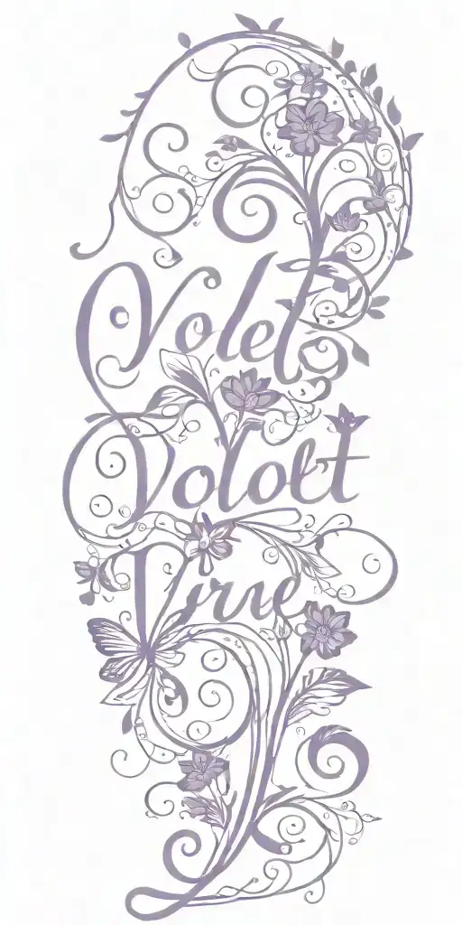 VIOLET TEXT CURSIVE tattoo design idea