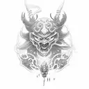 demon slayer and studio Ghibli  tattoo design idea