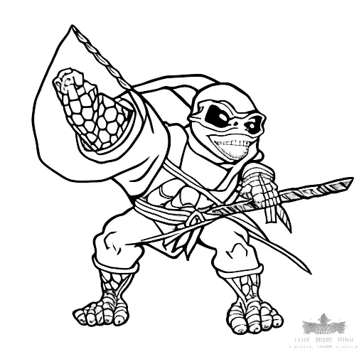 Ninja turtle as skeleton tattoo design idea