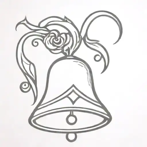 heart shaped bell wearing crown tattoo design idea