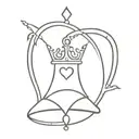 heart shaped bell wearing crown tattoo design idea