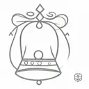 heart shaped bell wearing crown tattoo design idea