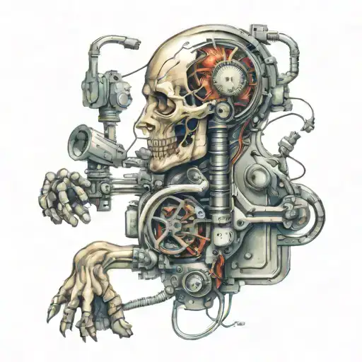 bio mechanics bio with microelectronic components with metal music  tattoo design idea