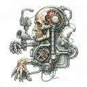 bio mechanics bio with microelectronic components with metal music  tattoo design idea