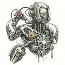 bio mechanics bio with microelectronic components with metal music  tattoo design idea