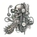 bio mechanics bio with microelectronic components with metal music  tattoo design idea