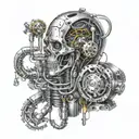 bio mechanics bio with microelectronic components with metal music  tattoo design idea