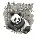 panda with baby in bamboo forest tattoo design idea