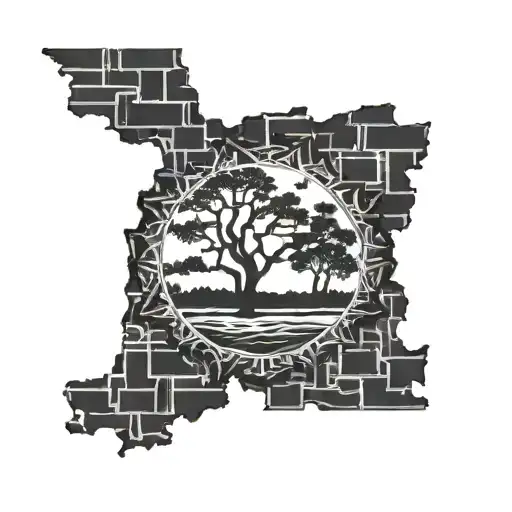 mississippi breaking through a wall tattoo design idea