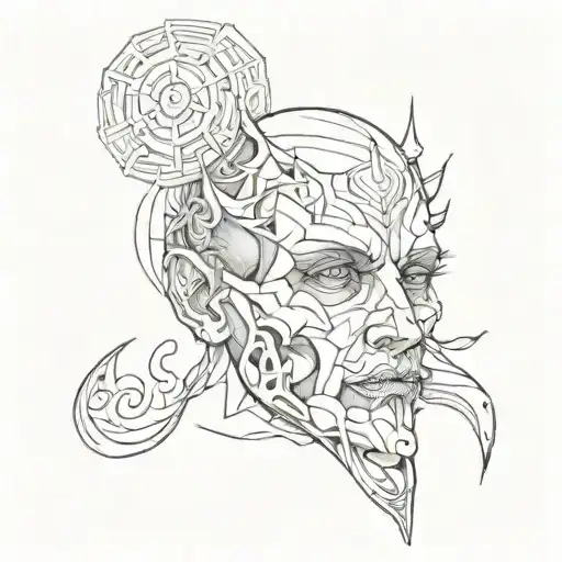 buckhead face tattoo stick and poke Neo Gothic broken stencil style drawing tattoo design idea