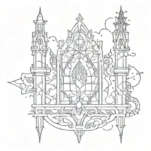 bucketed tattoo stick and poke Neo Gothic broken stencil style drawing tattoo design idea