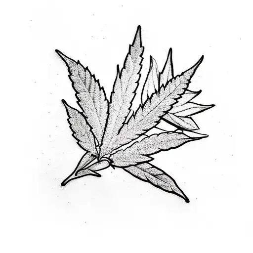 A minimalist tattoo of a cannabis leaf with a chef's hat on top, representing your passion for cooking and cannabis. tattoo design idea